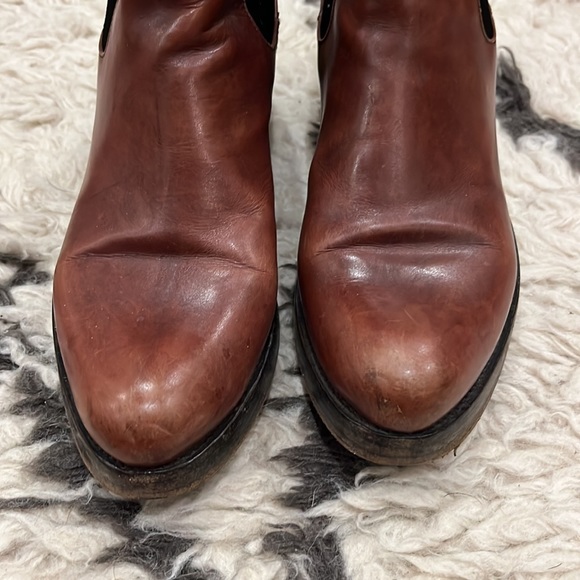 Vintage brown PRADA platform leather Y2K booties 37.5 boots - Picture 2 of 7